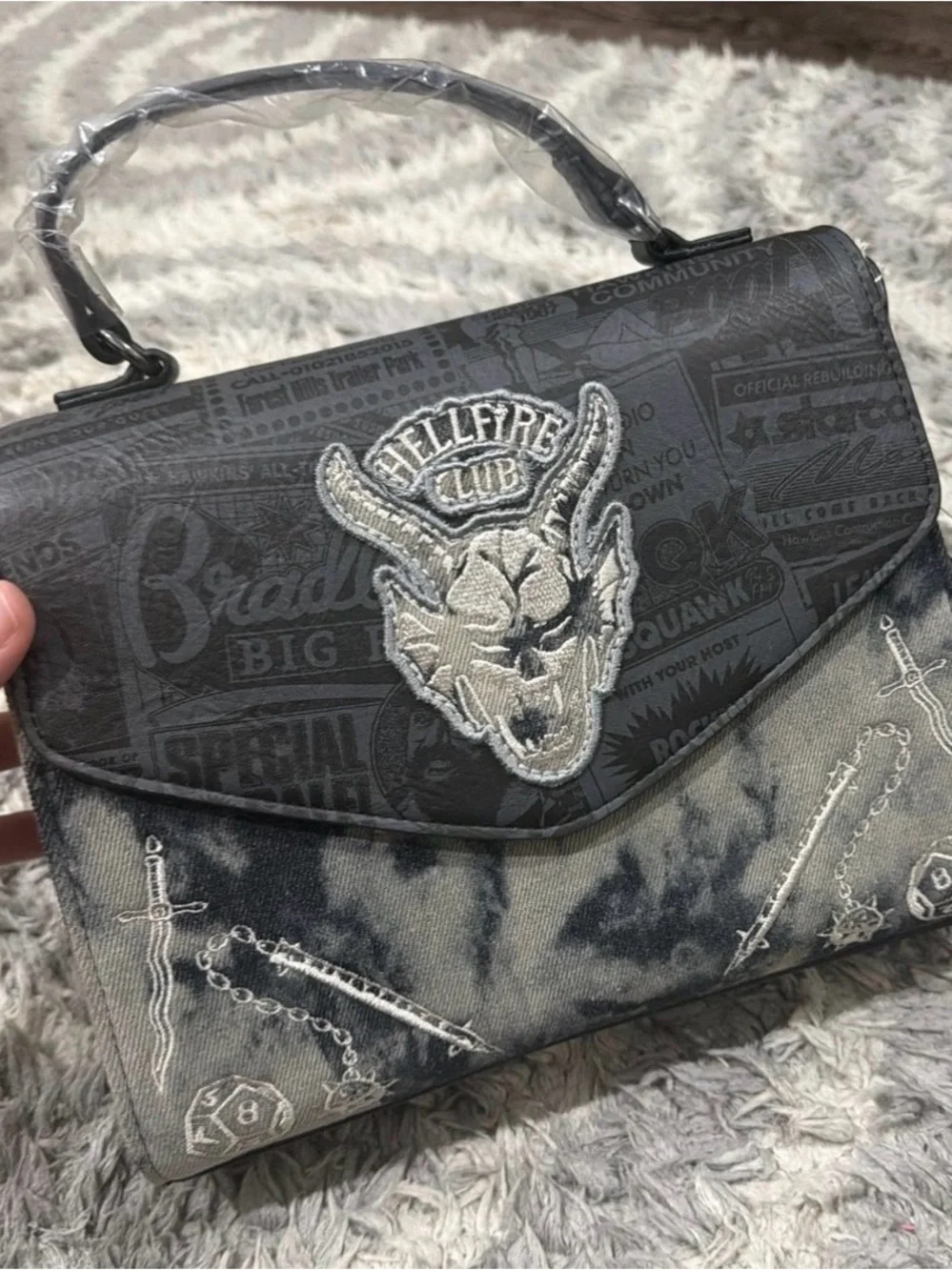 Loungefly Hellfire Club Embroidered Messenger Bag - Black & Gray
